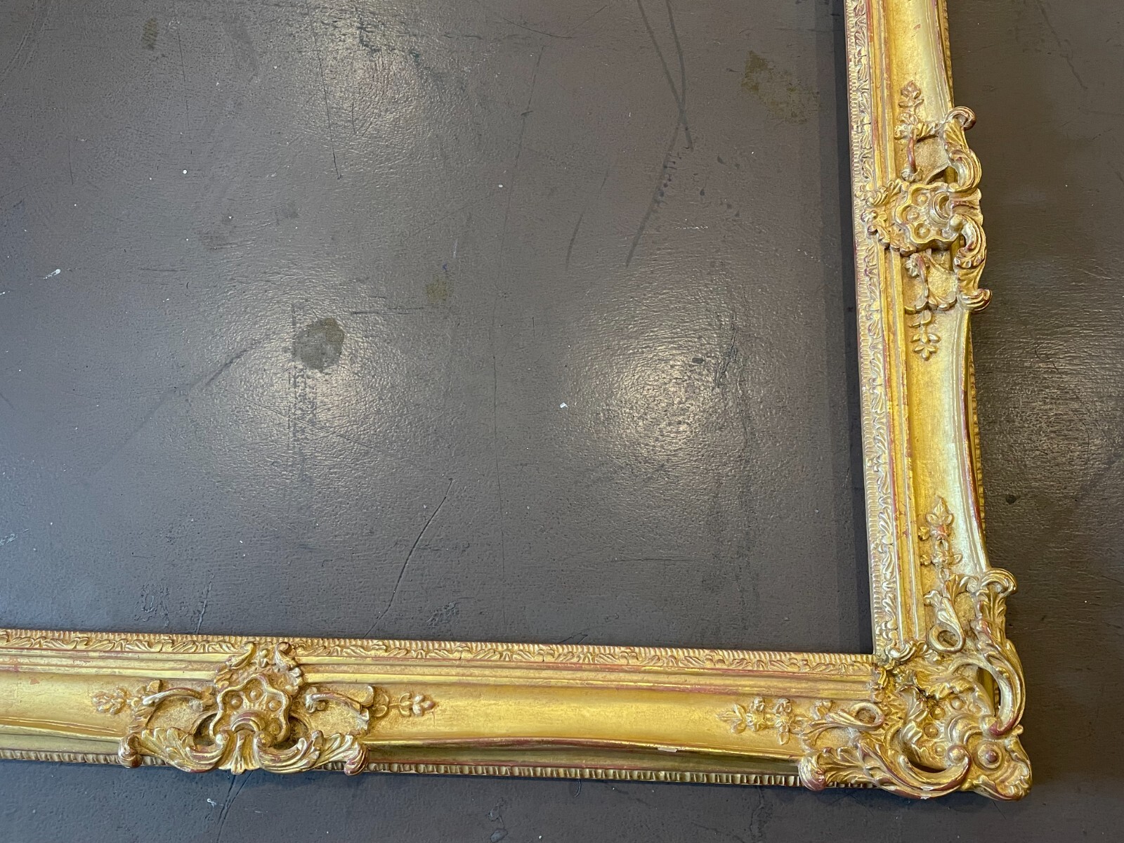 Louis XV -24″ x 30″ SOLID WOOD HAND CARVED PICTURE FRAME GILDED IN 22K GOLD LEAF