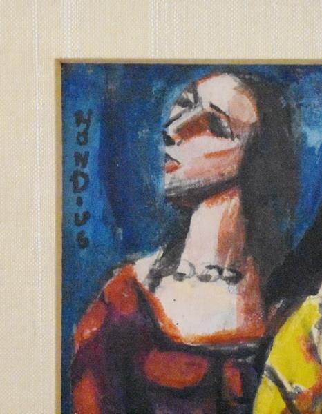 GERRIT HONDIUS SIGNED ORIGINAL MODERNIST OIL PAINTING TWO WOMEN SISTERS FRAMED