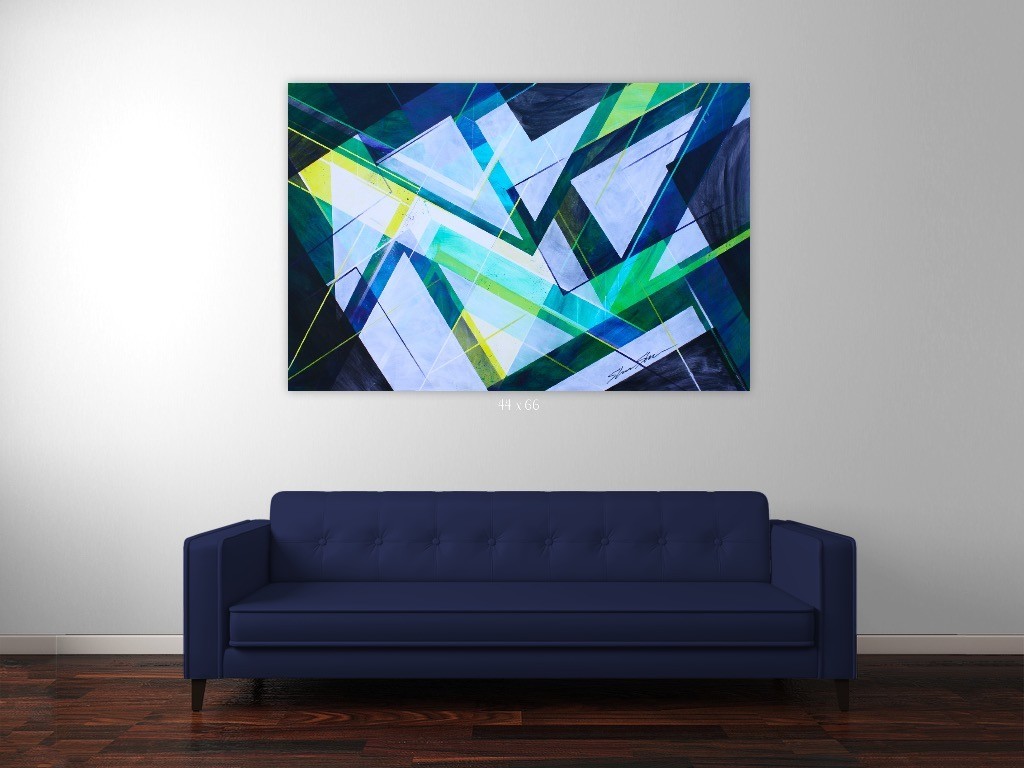 ShawNshawN Original painting HUGE 44×66 contemporary abstract geometric artwork