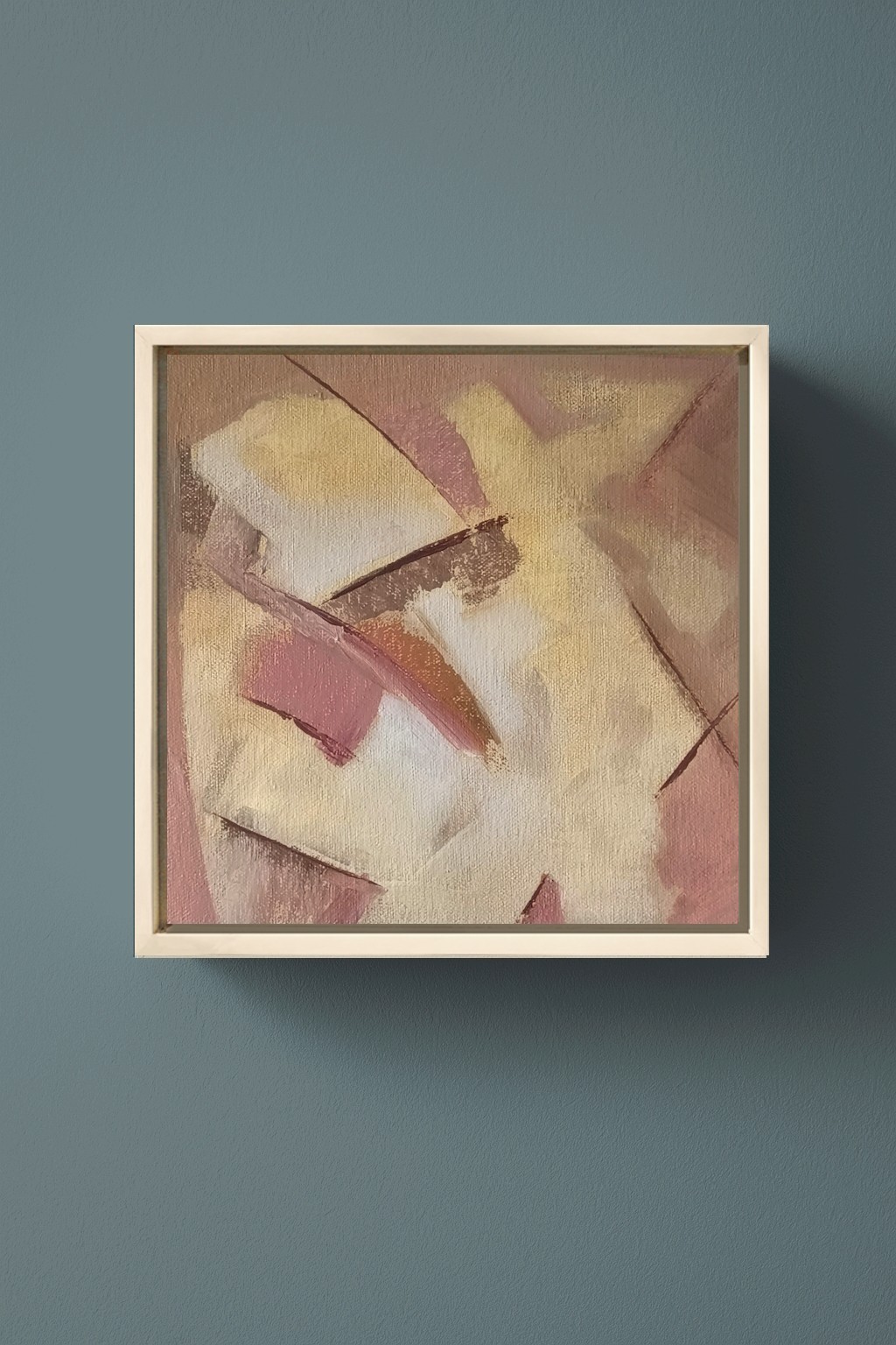 Warmth and Structure, Original Abstract Oil Painting Framed Modern Geometric Art