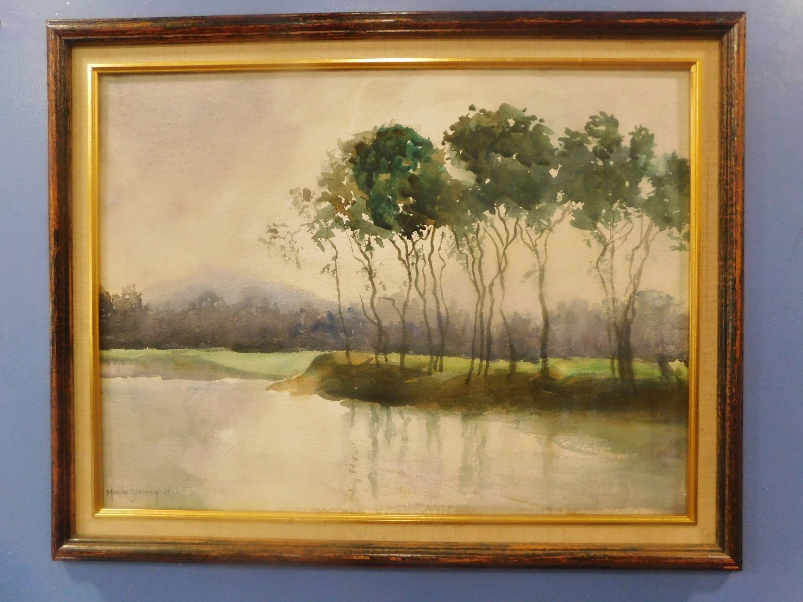1957 TONALIST Impressionist plein Air WaterColor Merran Schlaich 23 x 18 LISTED