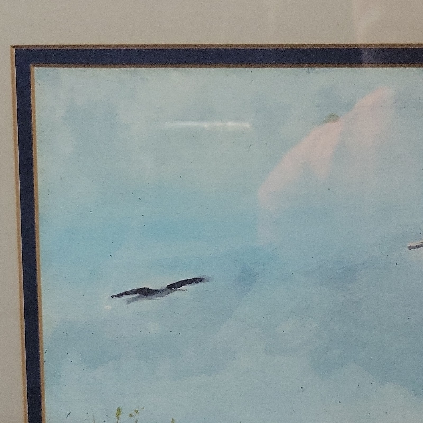 Original Anne Hightower-Patterson 1981 Watercolor Painting Seagulls Marsh Framed