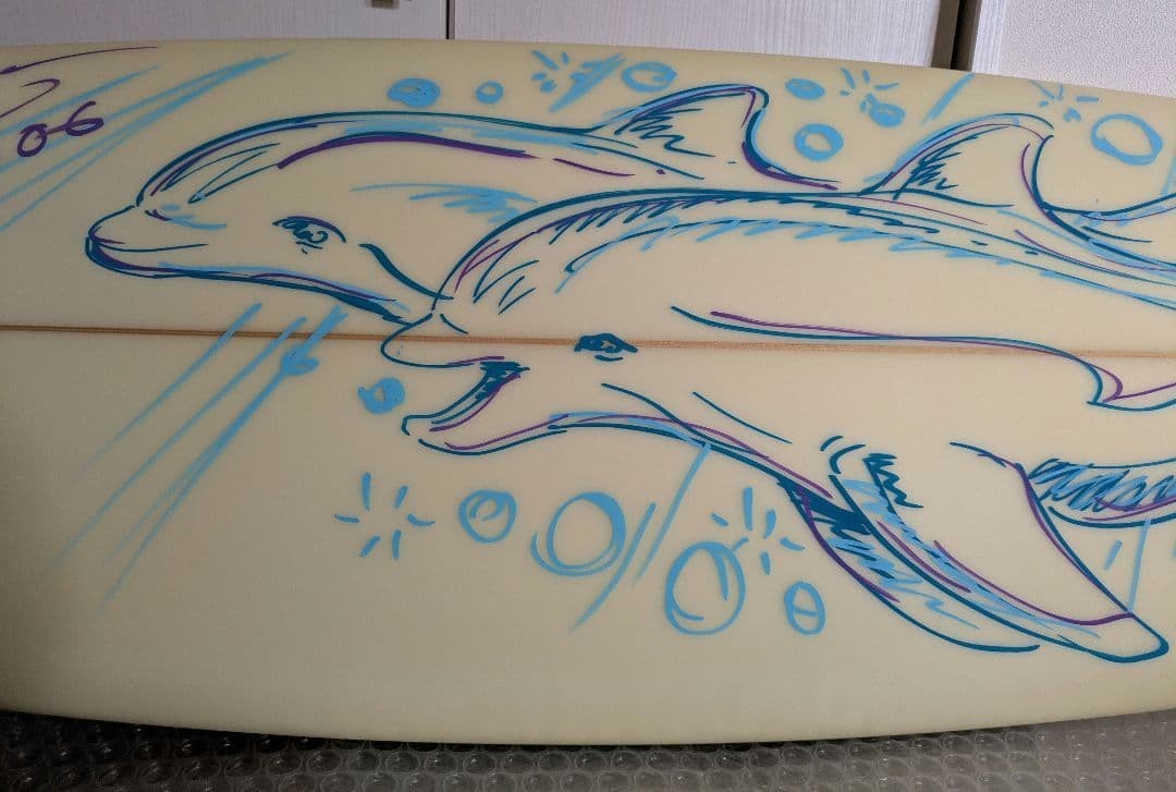 Christian Riese Lassen Signed Original Art Live Surfboard 2006 Dolphin