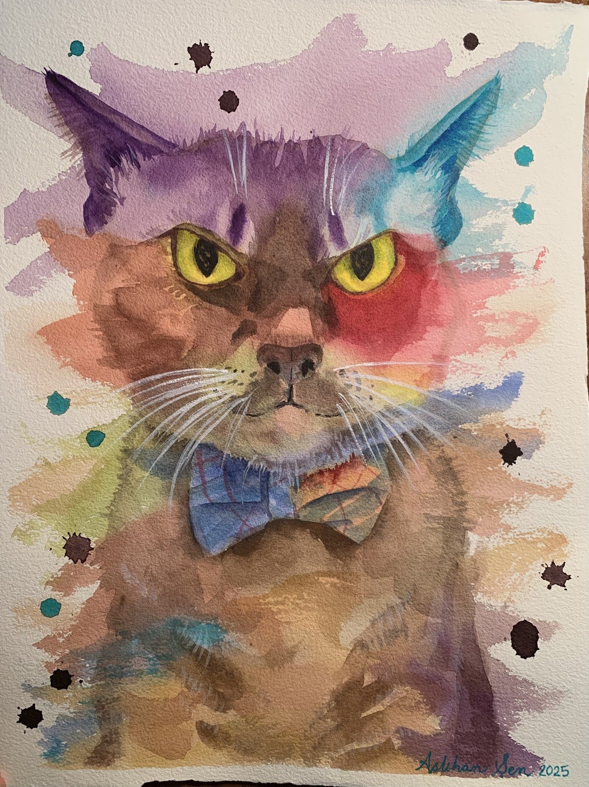 Custom pet portrait commission original watercolor painting sympathy gift art