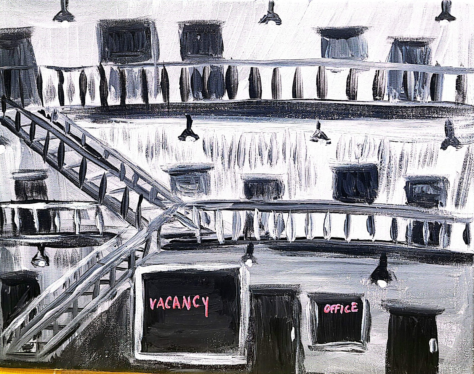 Vacancy At The Inn, 2 Of 6 An Original Series Modern Art Acrylic Canvas 11×14
