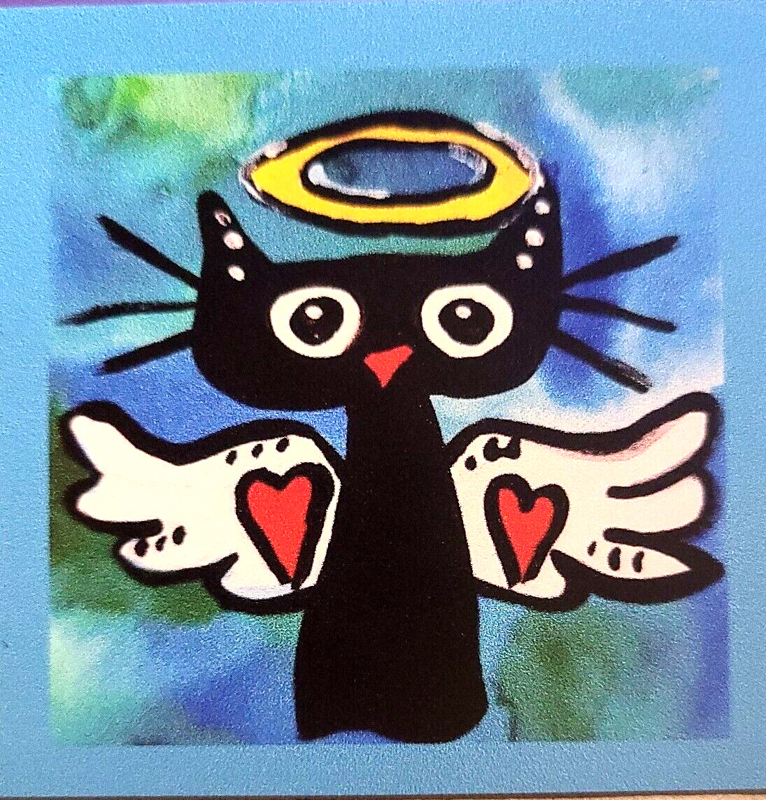 «NEW» NOT ACEO ANGEL CAT » 2.5X2.5 ART MAGNET 2000-now
