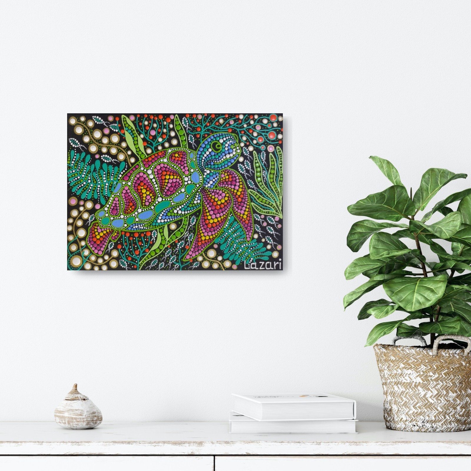 Ocean sea turtle original ACEO painting marine wildlife art Sea animals 14*10 in