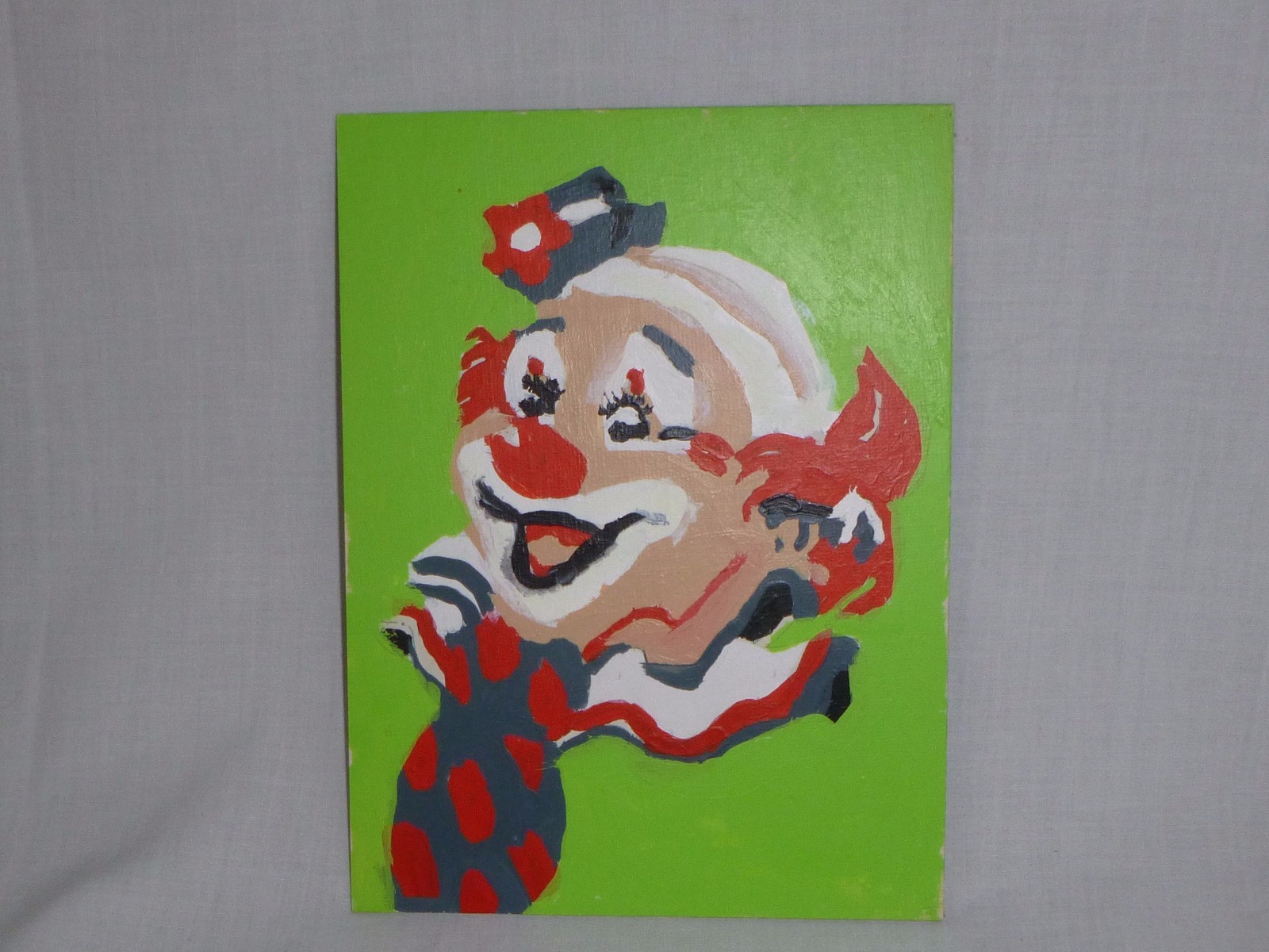 Vtg Paint By Number Craft House Clowns Green Background PBN