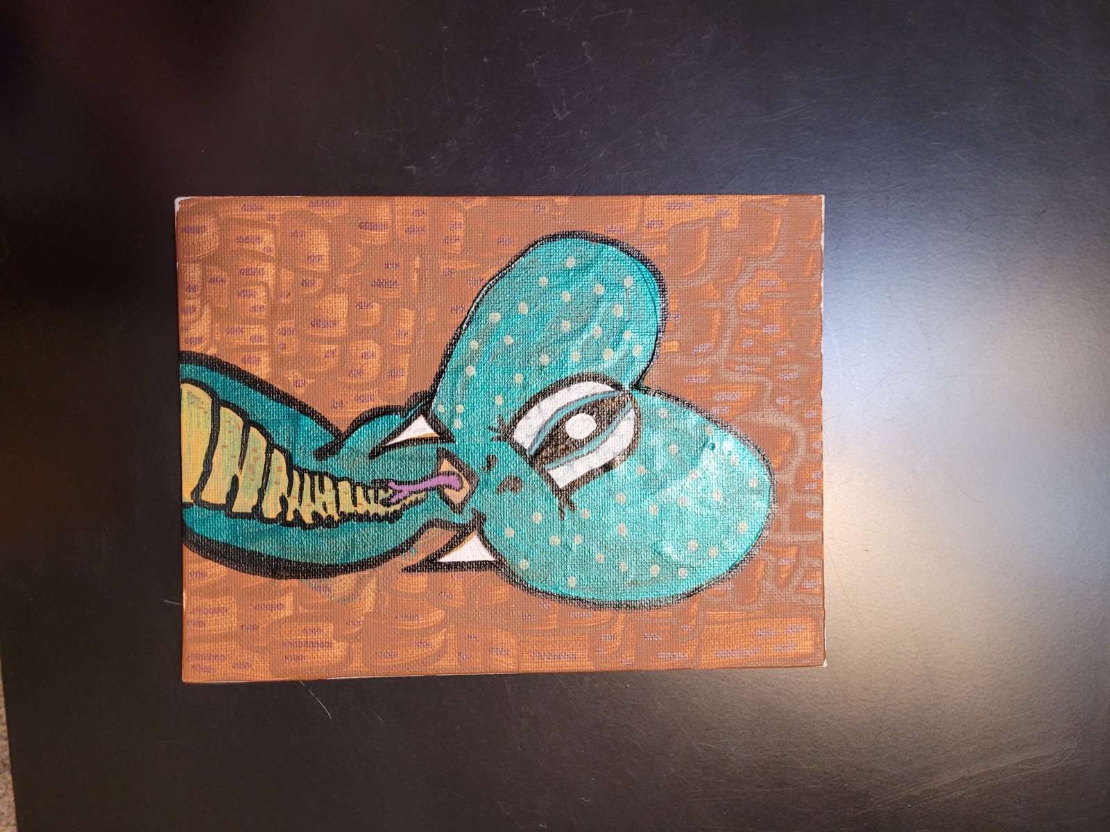 Original Painting Cobra Cyclops Derp Snake Green Death Noodle Lowbrow Art Animal