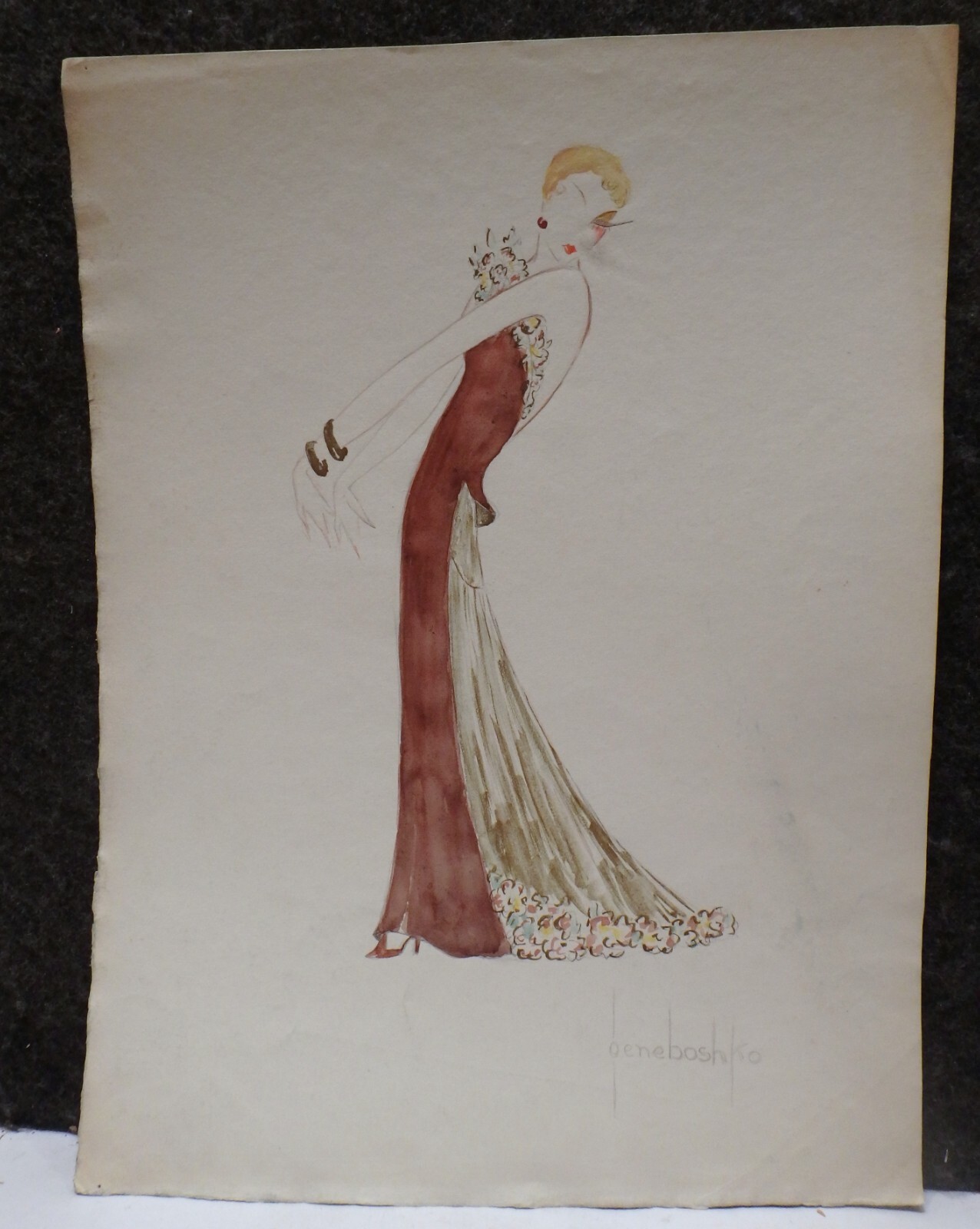 VINTAGE 1920s ARTIST GENE BOSHKO DECO COSTUME DESIGN ORIGINAL ILLUSTRATION ART 5
