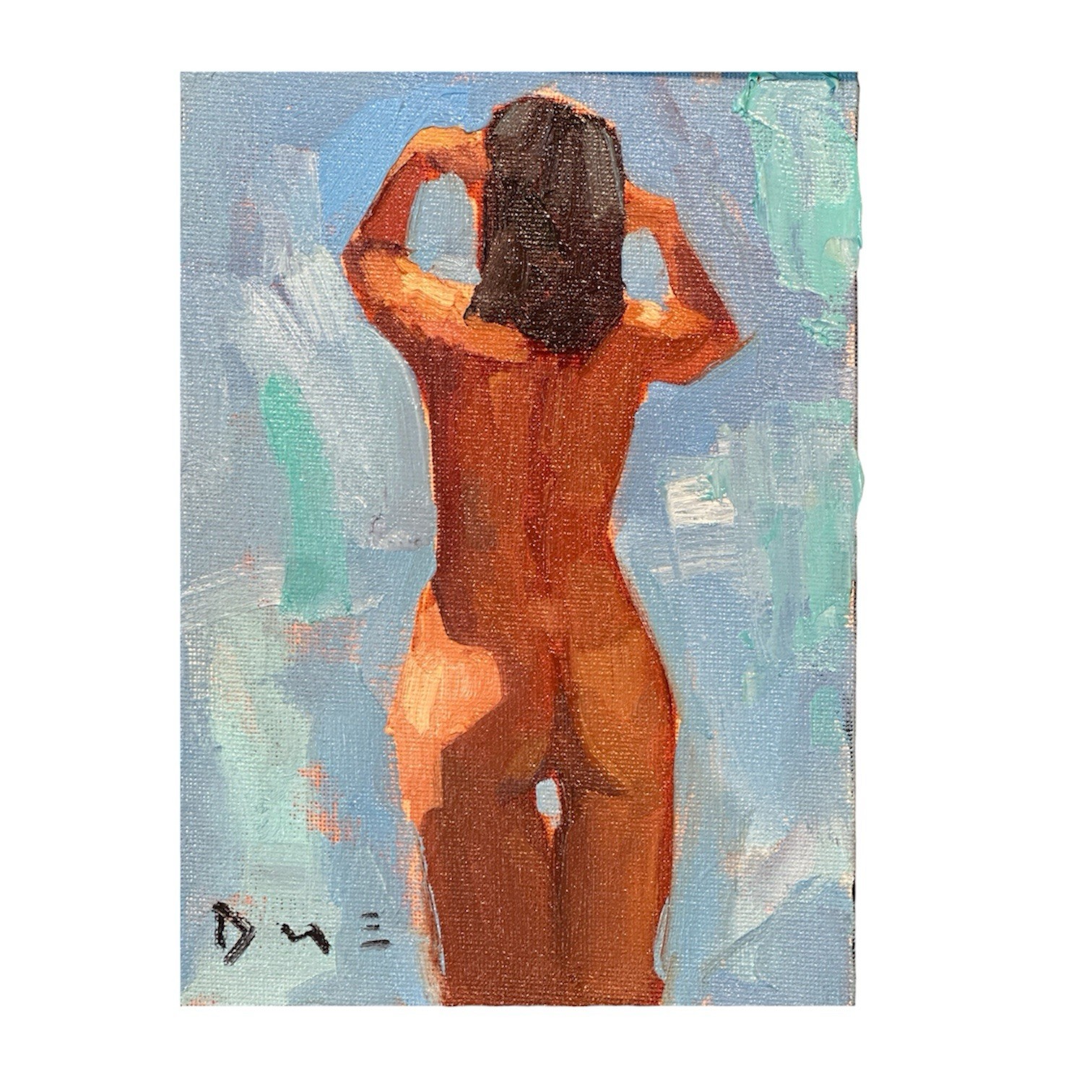 Original Female Figure Painting Beach Impressionist Signed 5×7 Art