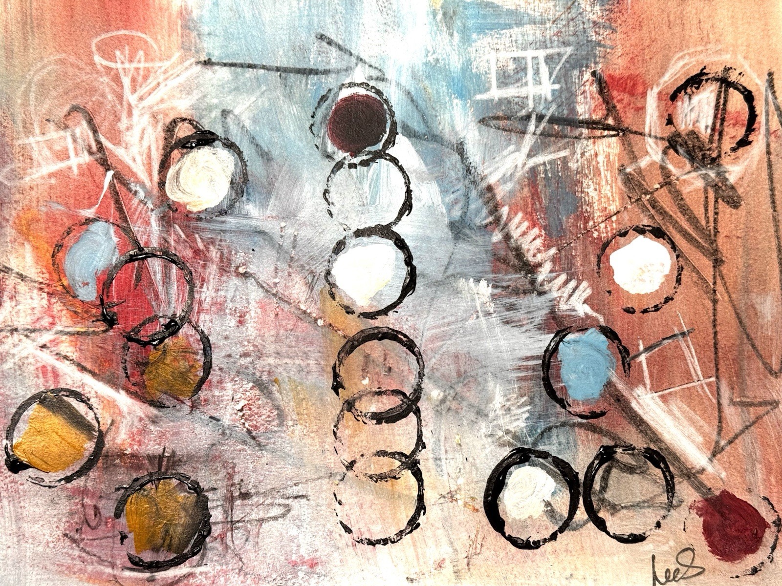 Original Abstract Expressionism 9X12 Paper Warm Tones Modern Handmade Signed 16