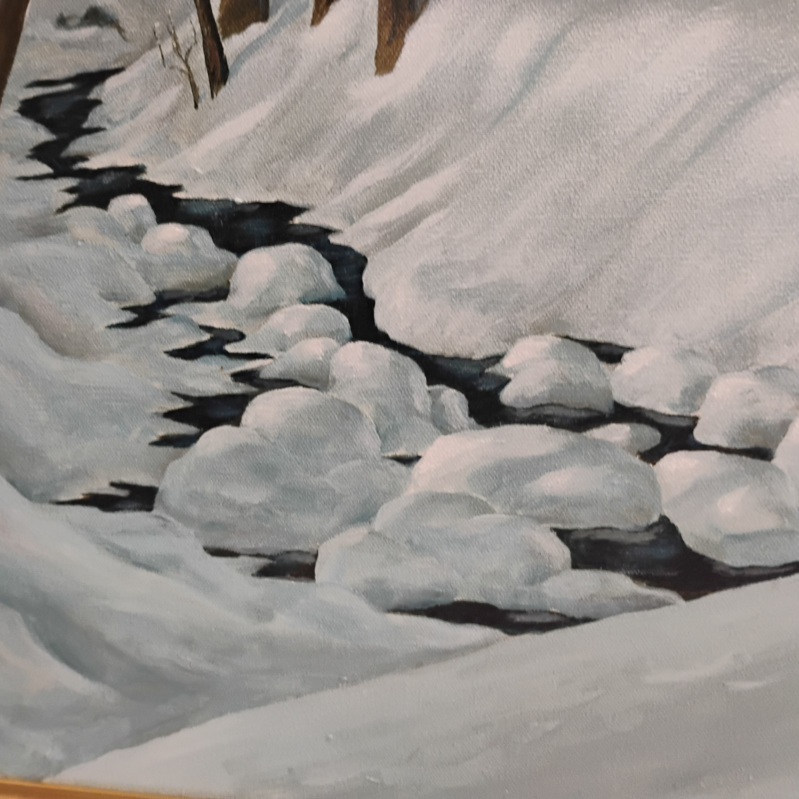 William Tompkins Winter Landscape W Brick House Oil Painting 28X40