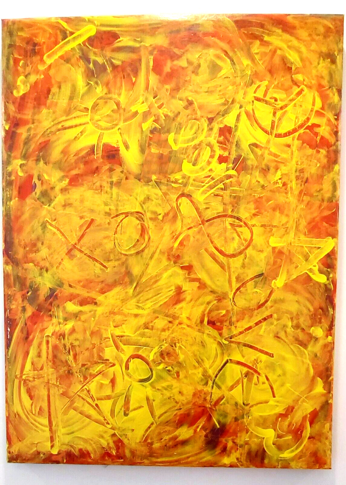 Viral Yellow Large 40 X 30 Mounted Canvas Abstract Galley TikTok YouTube Pop Art