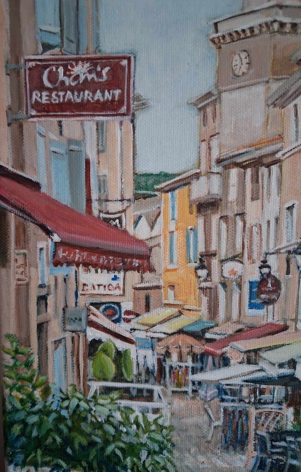 Original Realistic Acrylic Painting Old City Street France 11 x 14 inch Canvas