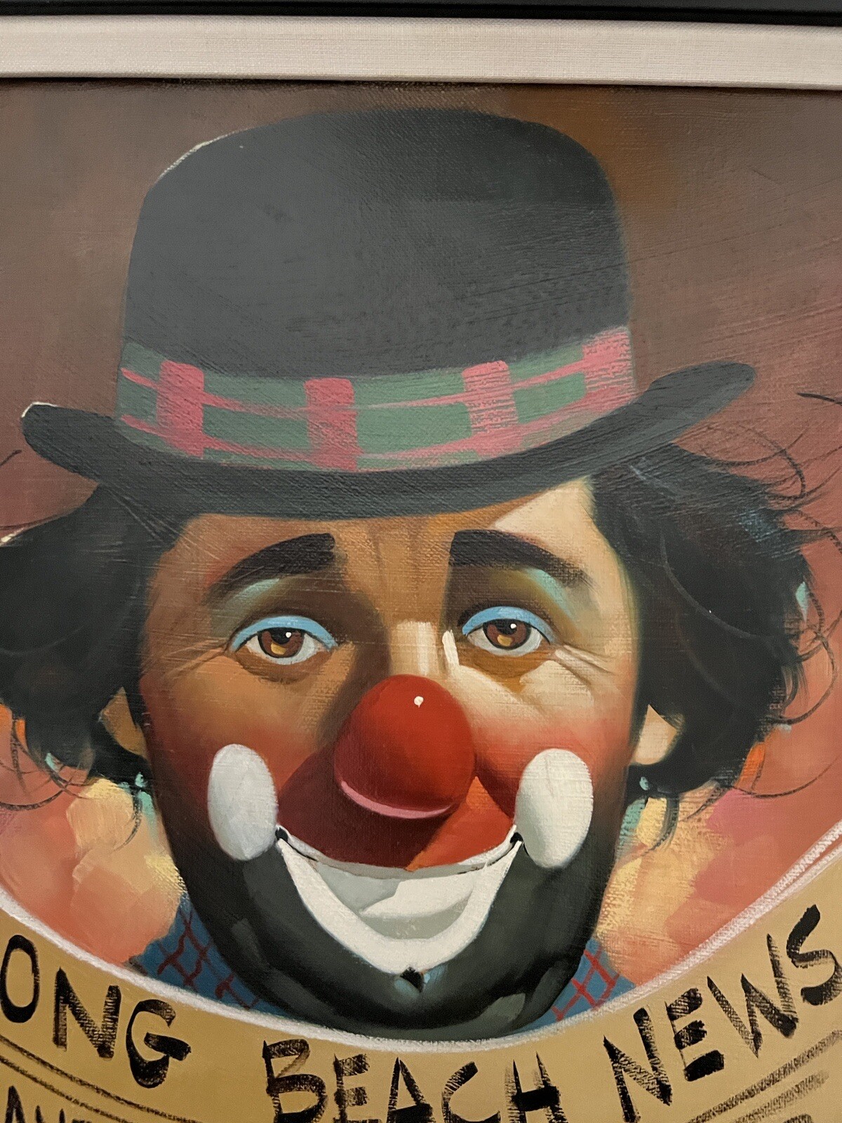 Chuck Oberstein Original Clown Oil Painting Signed Framed Long Beach California