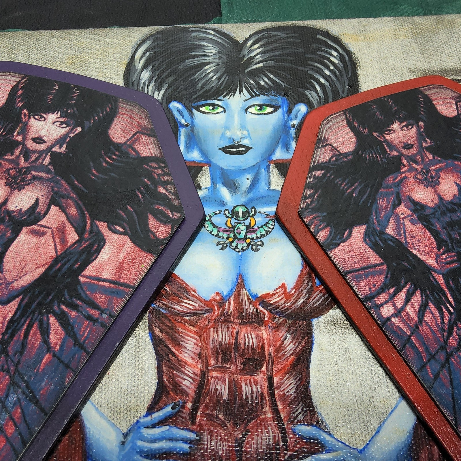 1 original 2 prints horror pinup girl art zombie girl meat dress hooks tattoo