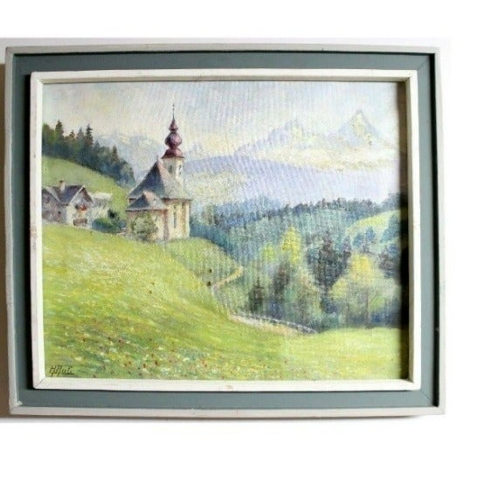 Original Landscape Painting Hermann Ruf. Oil on Canvas Art