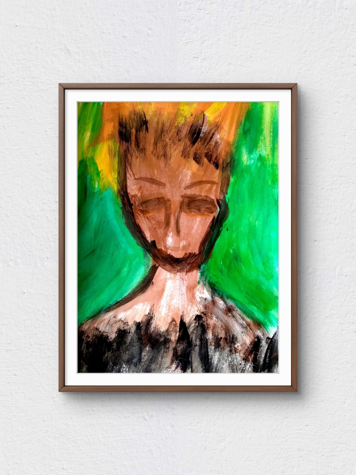Original Contemporary 9×12 Man Acrylic Painting Signed Moody Wall Art Paper