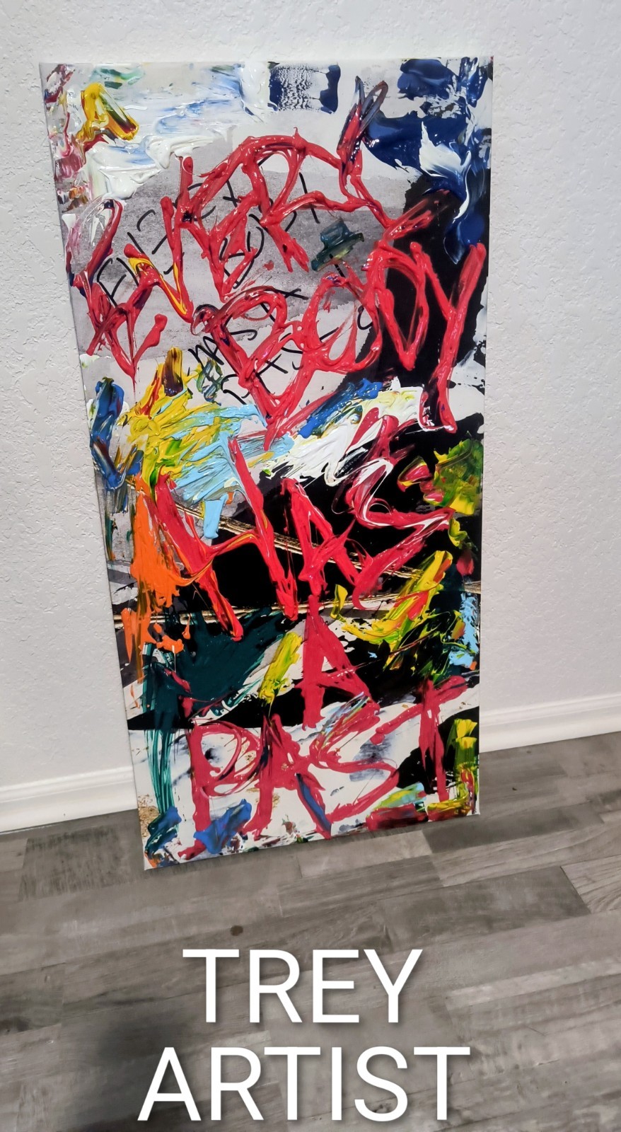 Everybody, Trey Coppland. Abstract Acrylic24+36 inches, painting Signed OOAK