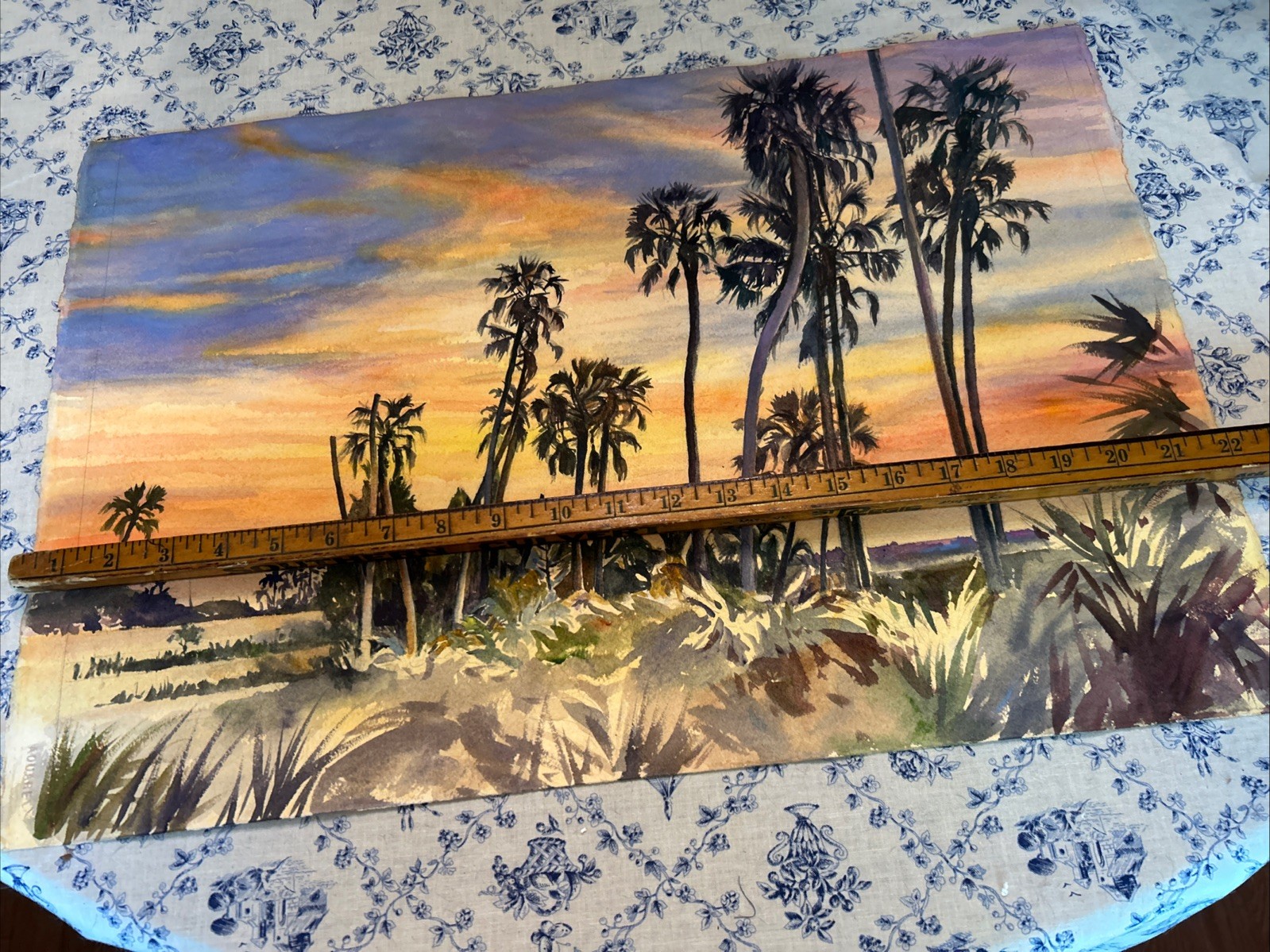 Florida Beach Impressionistic Watercolor By Virginia Chen (unsigned) (444)