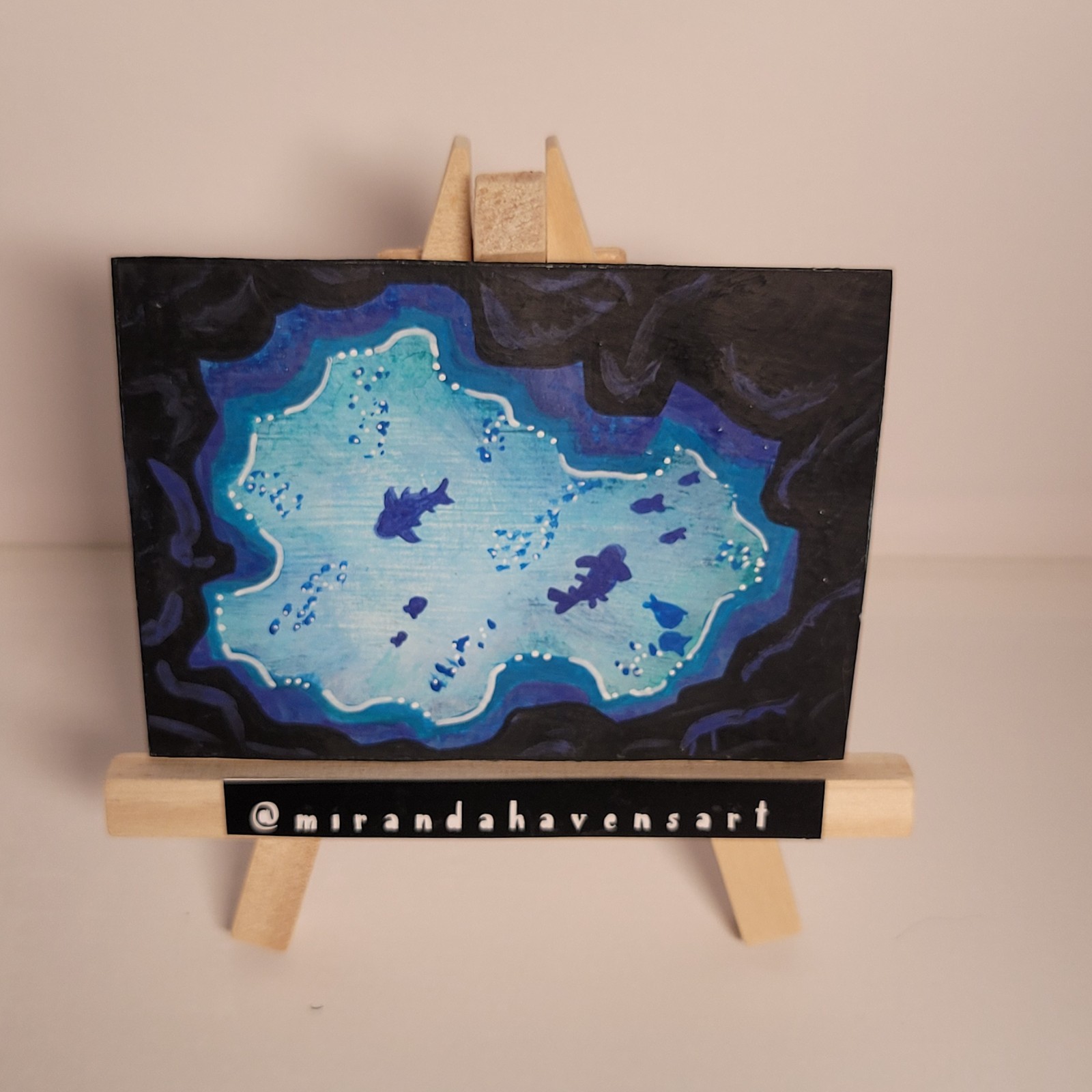 ACEO Original Painting, Underwater Scene, Water Color Painting Signed