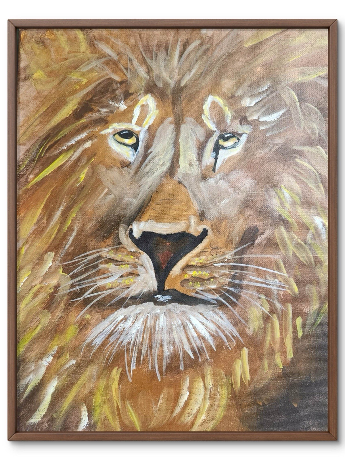 Abstract Lion Impressionist Original Wall Art 14X11 Canvas Acrylic