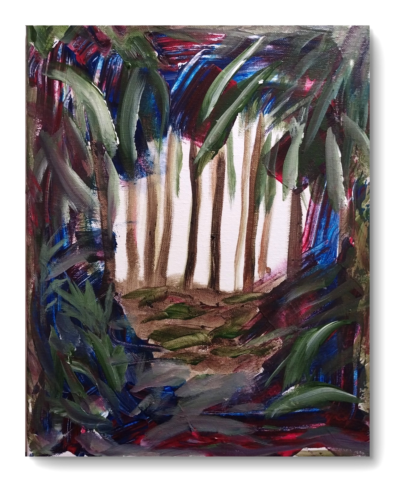 Landscape Forest Bold Modern Expressionistic Original Signed Canvas Art Acrylic