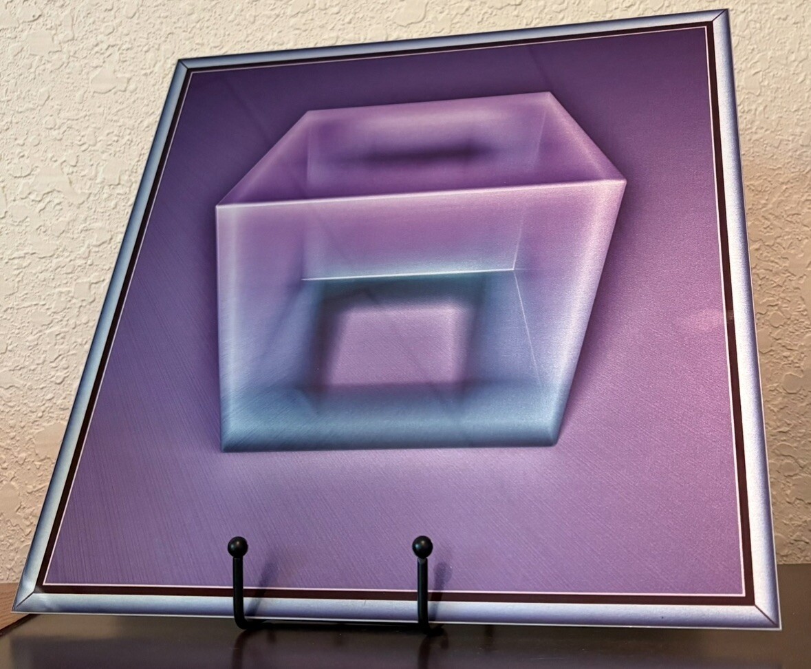 Ronald Davis Original Pixel Dust On Aluminum Modern Signed Artwork Cube 12” Art