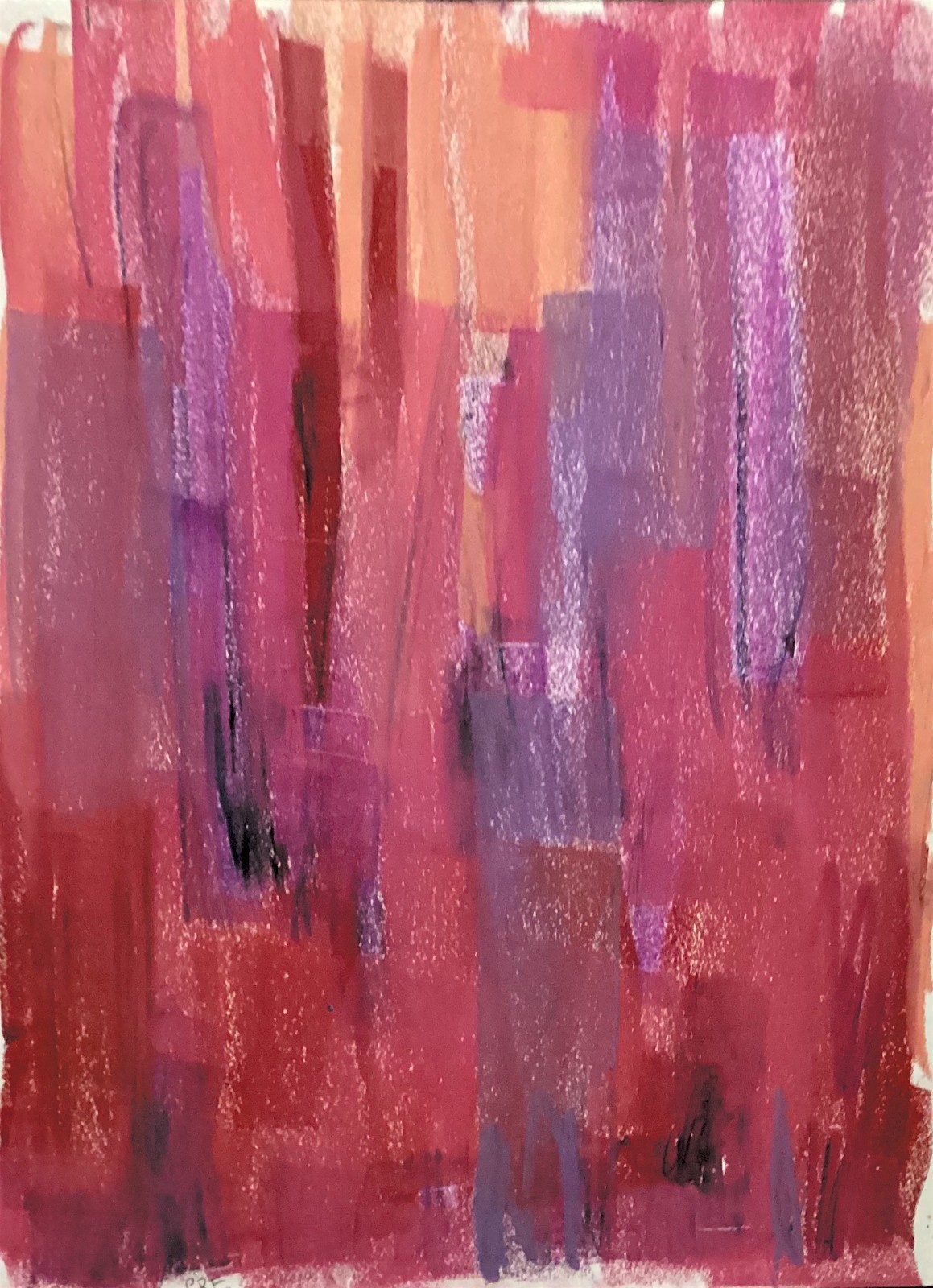 Pink Color Blocking Bright Urban Textured Abstract Art Original 11×14 on Paper