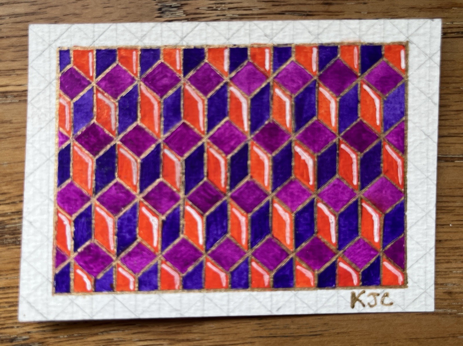 ACEO original art: Bright Boxes (watercolor & pen)