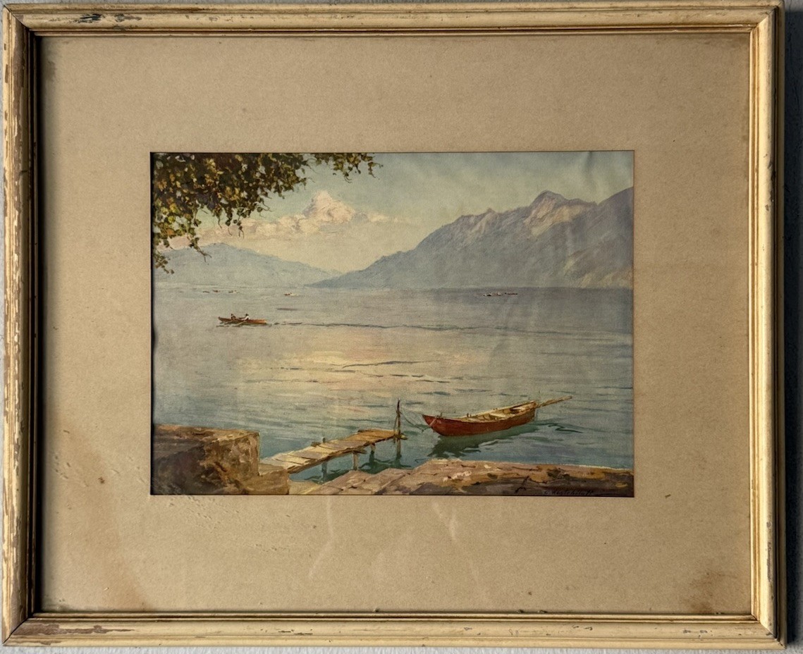 CONSTANTIN WESTCHILOFF ANTIQUE LANDSCAPE SEASCAPE WATERCOLOR PAINTING OLD 1920s