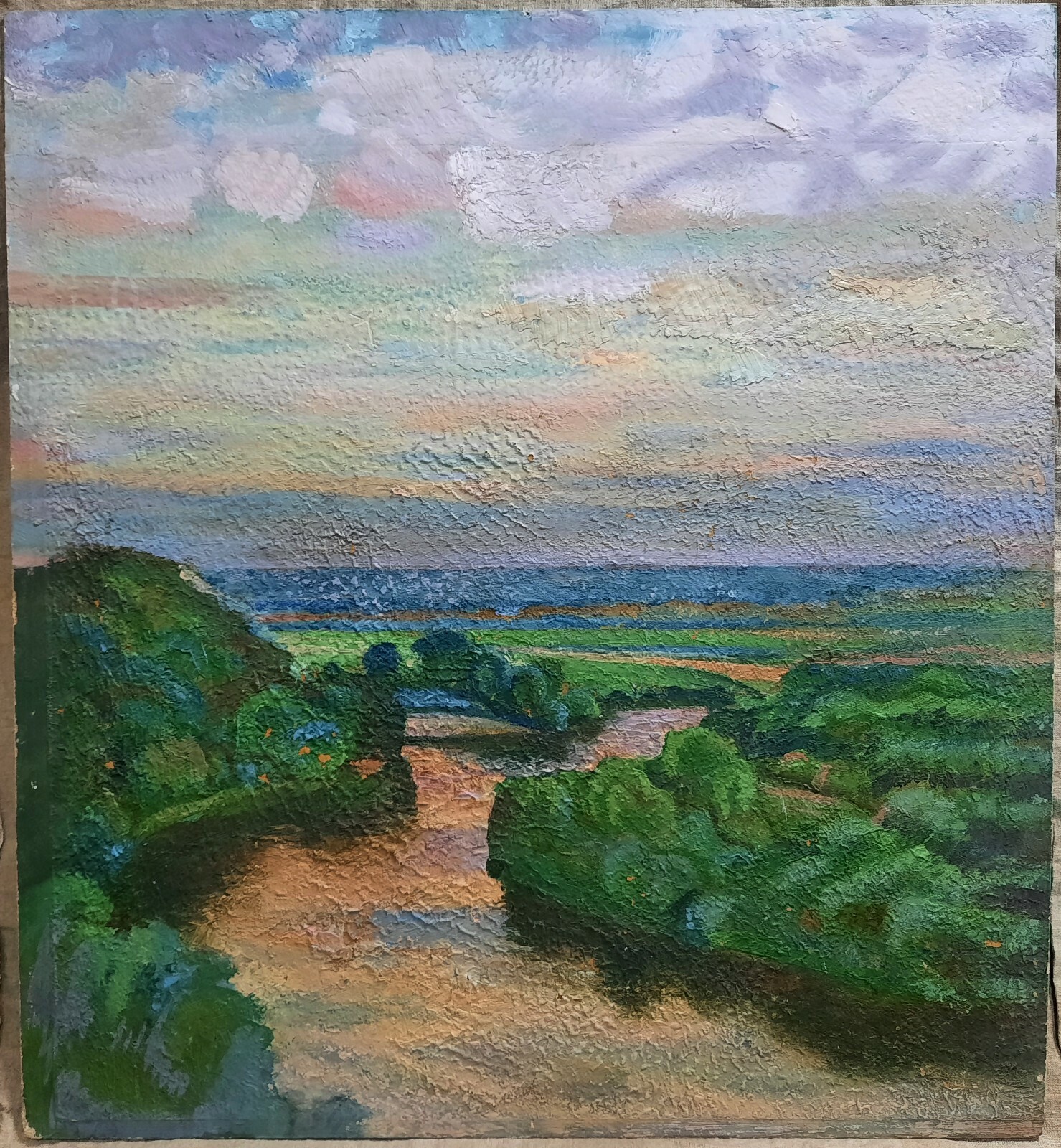 Oil painting Evening on the Desna River, 2013