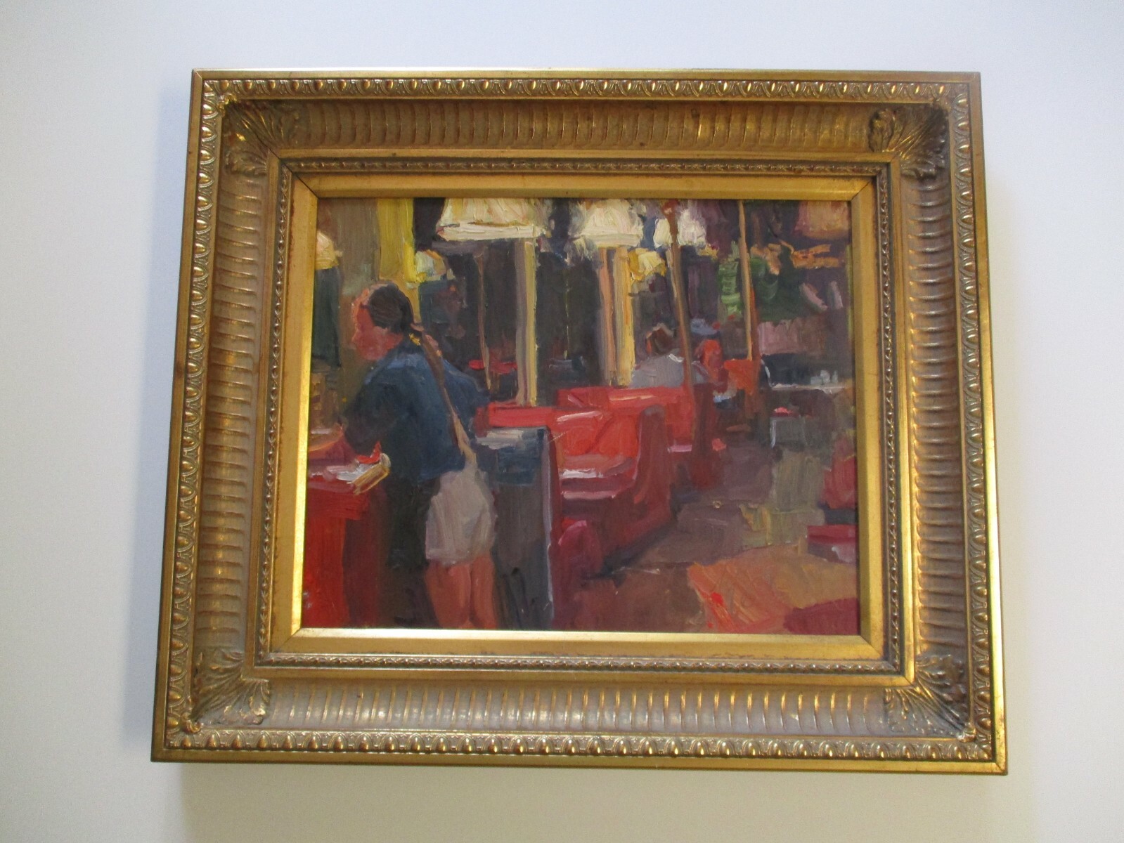MYSTERY ORIGINAL PAINTING DINER CAFE RESTAURANT DENVER IMPRESSIONIST MODERNIST