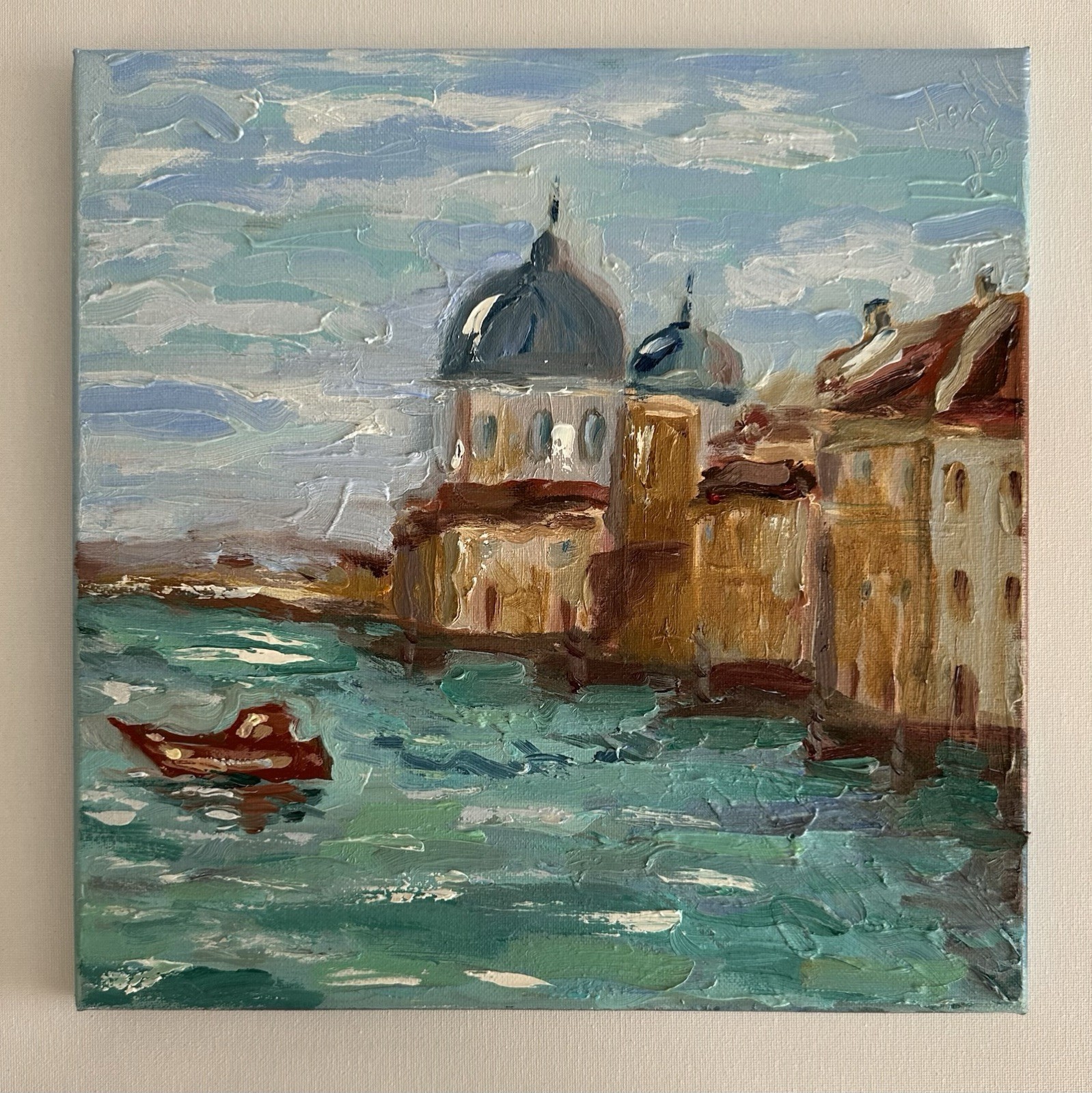 Italy Venice Oil Painting Original Impressionist Seascape Painting Wall Decor