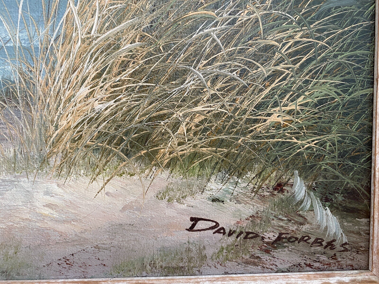 David Forbes Original Beach Scene Large Framed Canvas Oil Painting
