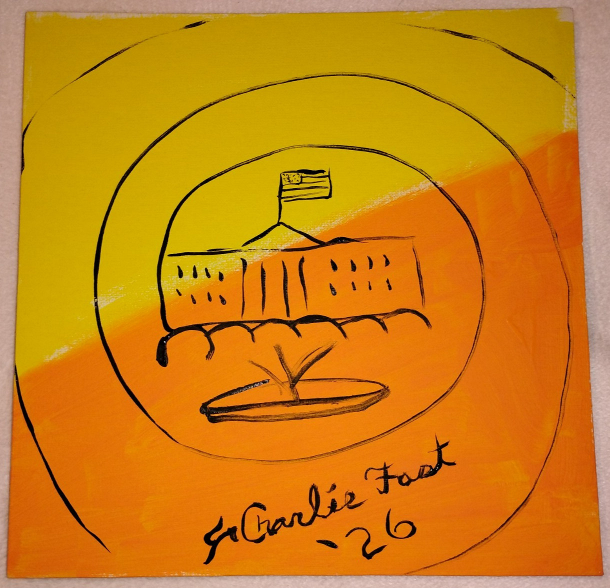 WHITEHOUSE JR CHARLIE FAST OUTSIDER POLITICAL PRIMITIVE FOLK POP ART PAINTING