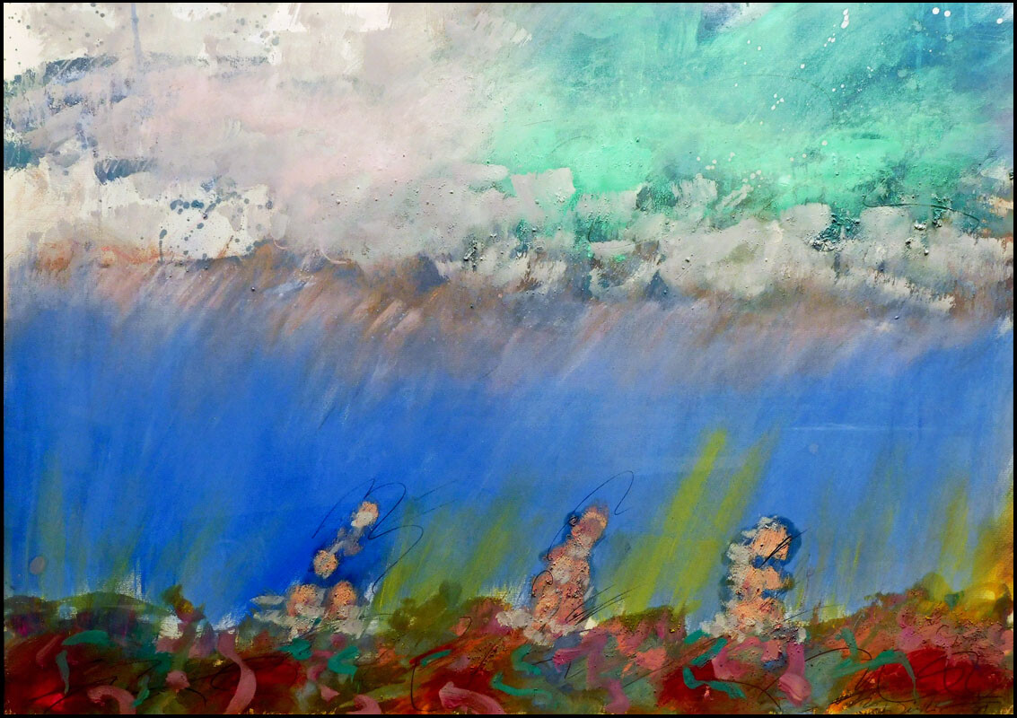 Mark Dickson UNTITLED Mix Media,Pastel and Watercolor Abstract Hand Signed