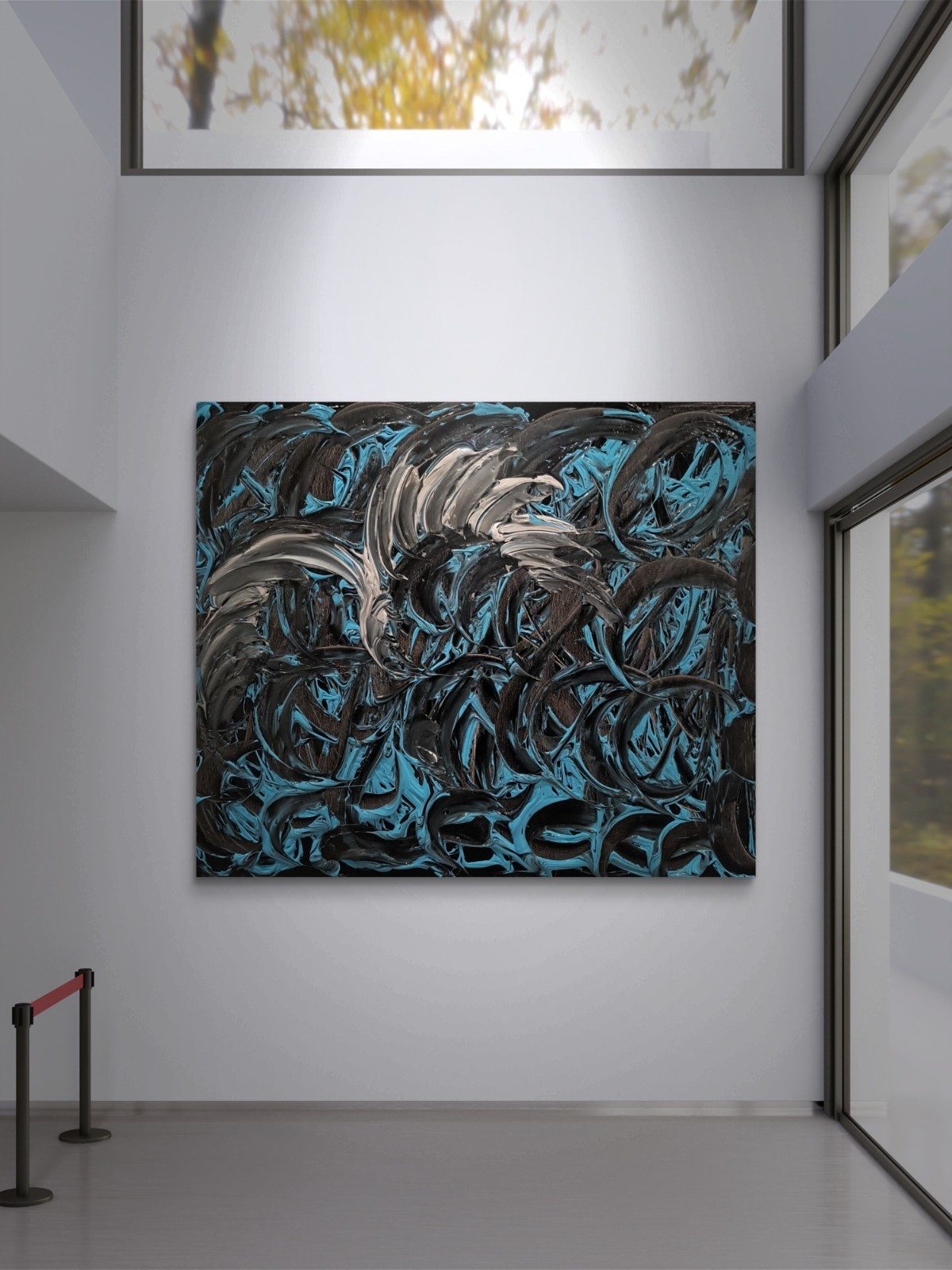 Trey Coppland, Night Ocean Abstract Modern Painting, Large, Unframed, Single
