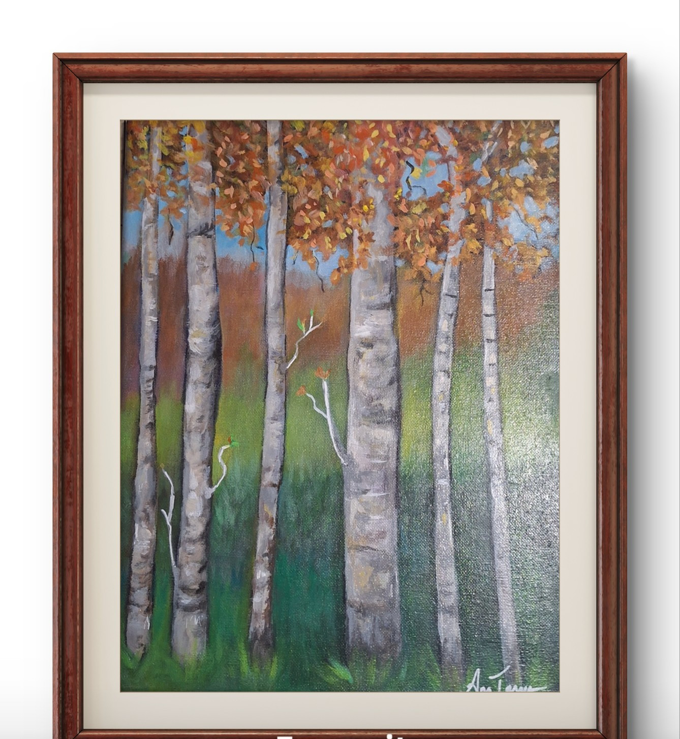 Original Impressionist 11×14 Acrylic Trees Painting Earth Tones Signed Wall Art