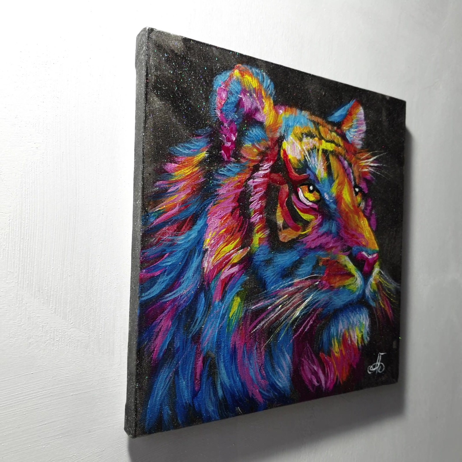 Tiger Colorful Original Acrylic Animal Painting Impressionist Ukraine Artist