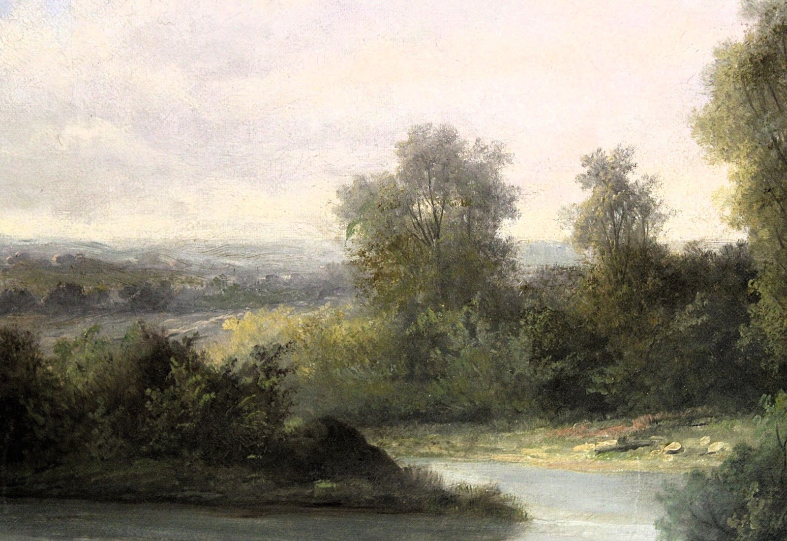 American school 19th century exceptional landscape oil painting signed C Young