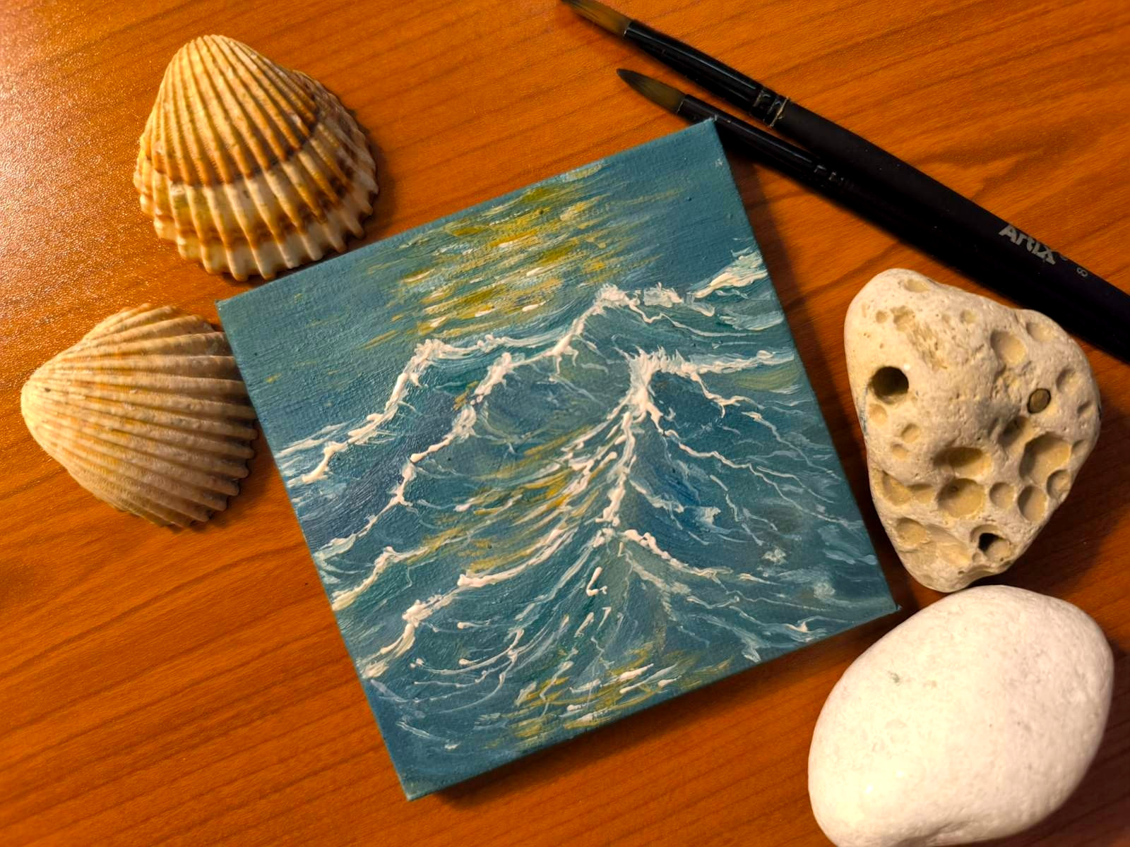 TEXTURED OIL CANVAS WAVE Original Art Painting Landscape Impressionism Seascape