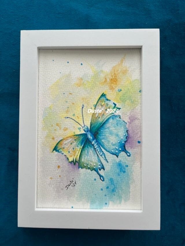 #039 Orginal Painted Watercolor Butterfly 4″ x 6″ Unframed Signed by MsDuste’