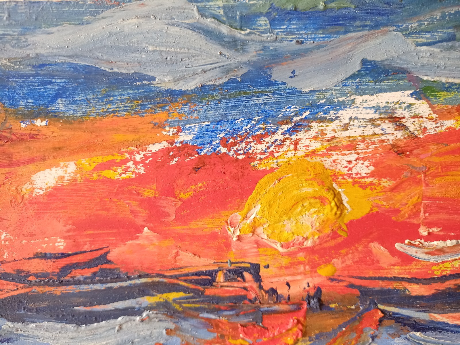 Sea Impasto Painting Original Art Impression Oil Painting 7.8 x 10 in
