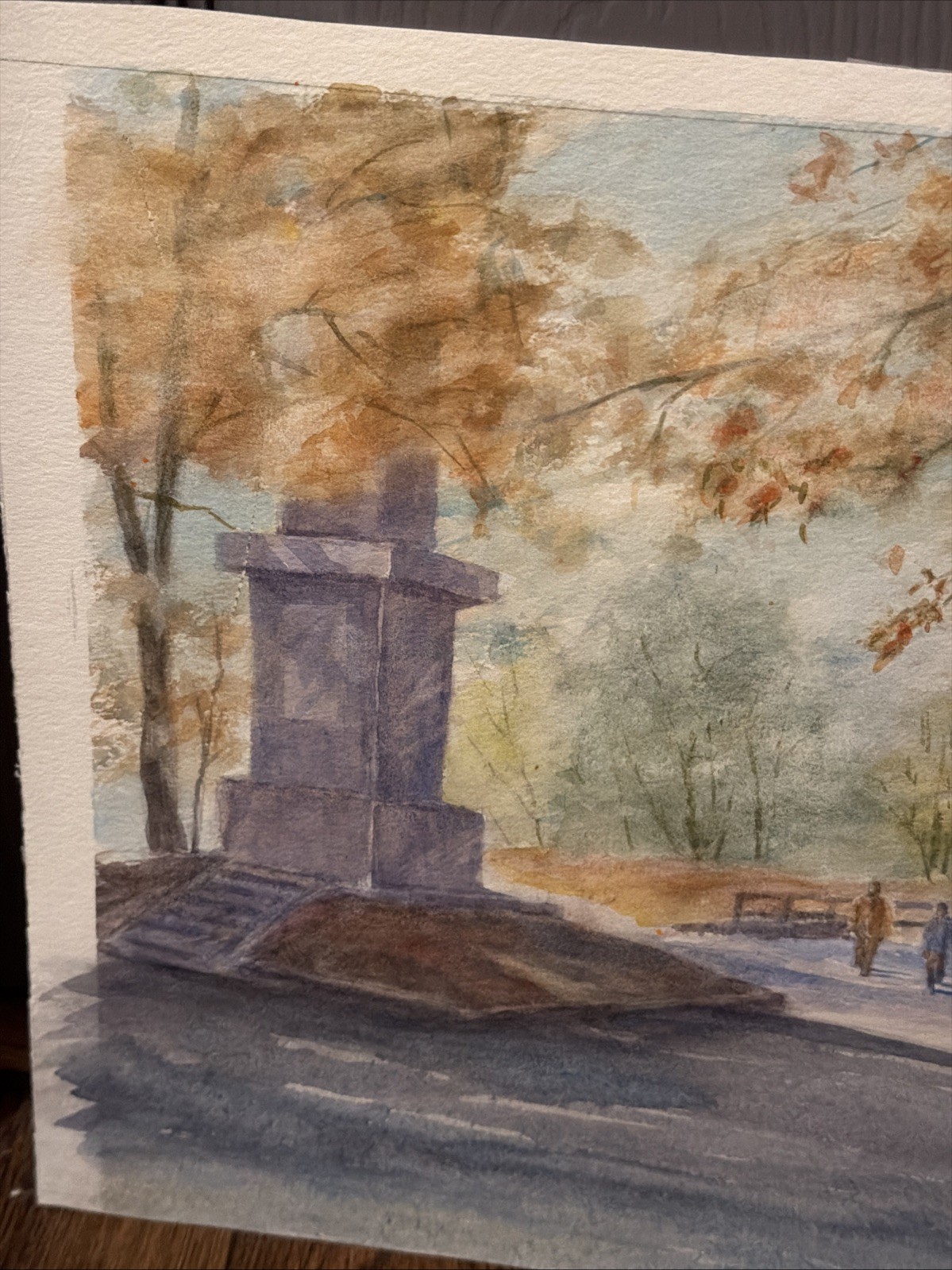 Original 1983 Phyllis Wright Watercolor Double-Sided Landscape Princeton Artist
