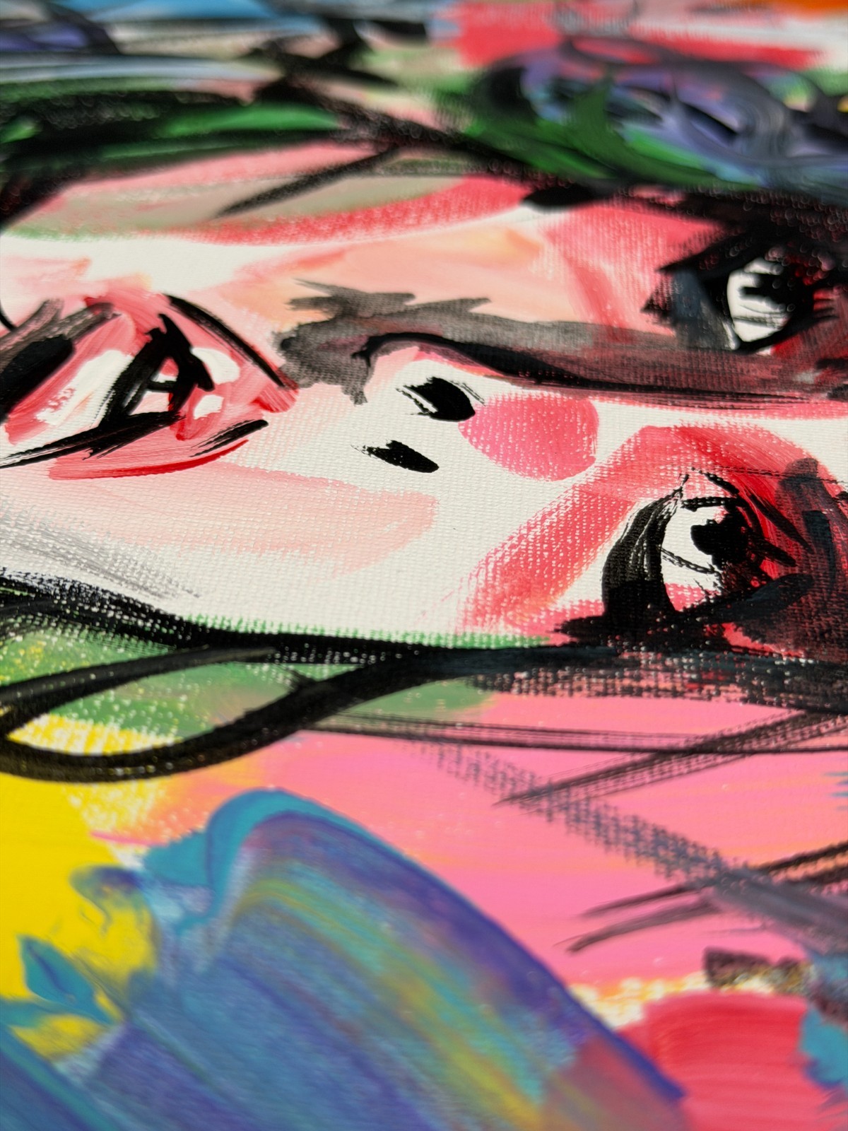 Striking Abstract Female Portrait – 20×16″ Acrylic Painting On Stretched Canvas