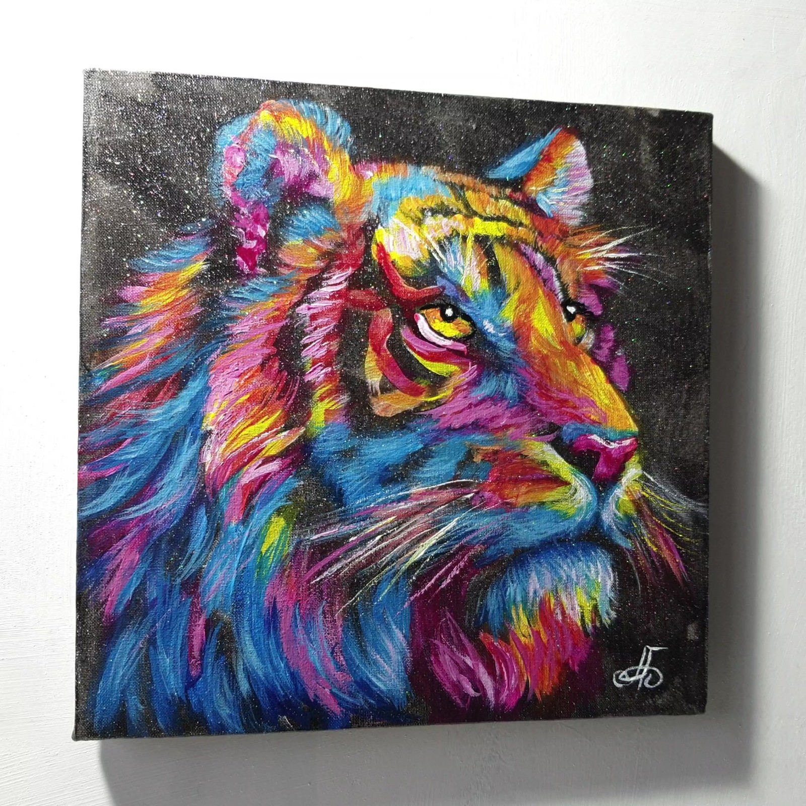 Tiger Colorful Original Acrylic Animal Painting Impressionist Ukraine Artist