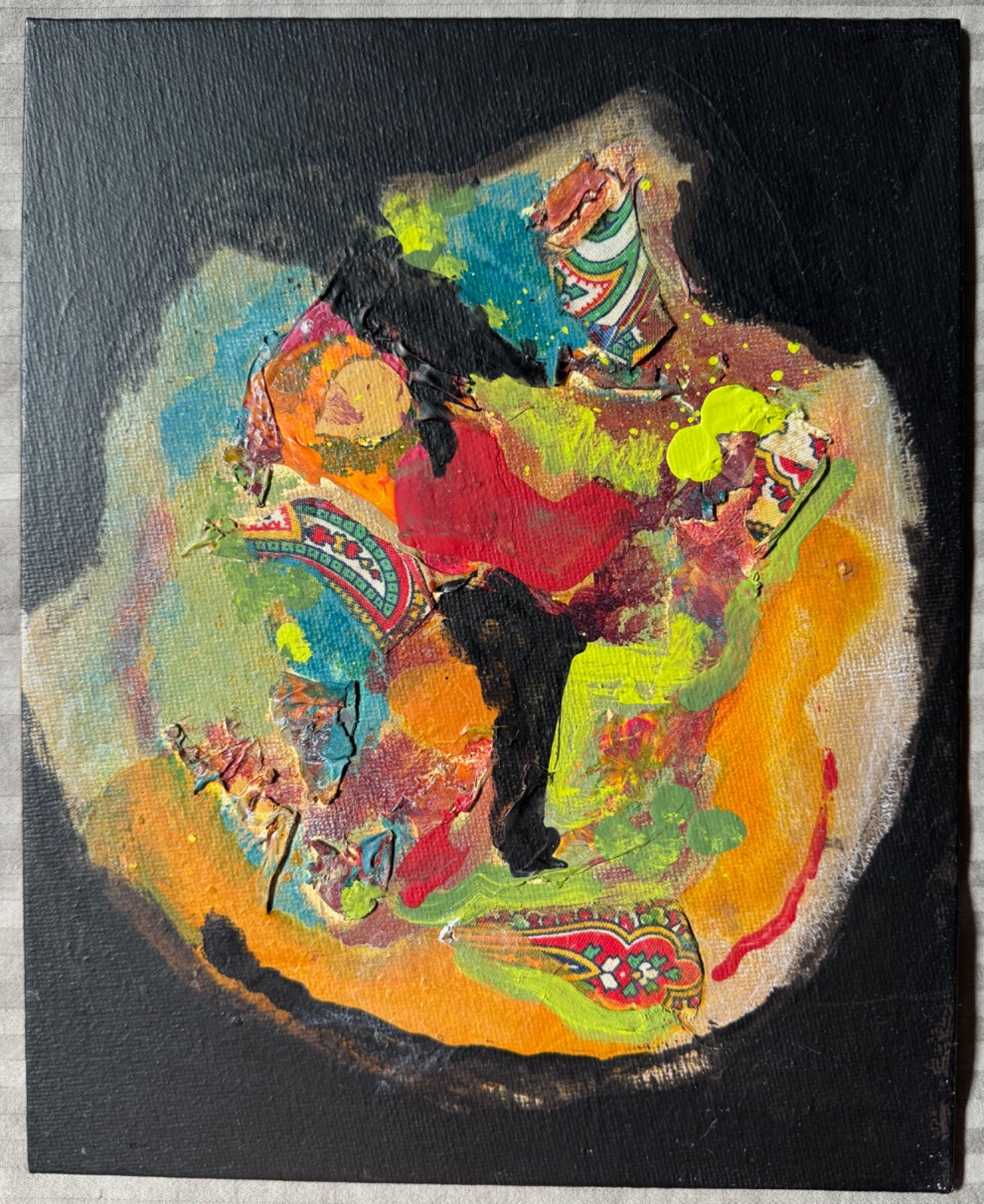 Contemporary Mixed Media Multi-Color Abstract Acrylic Painting Modern Art – C