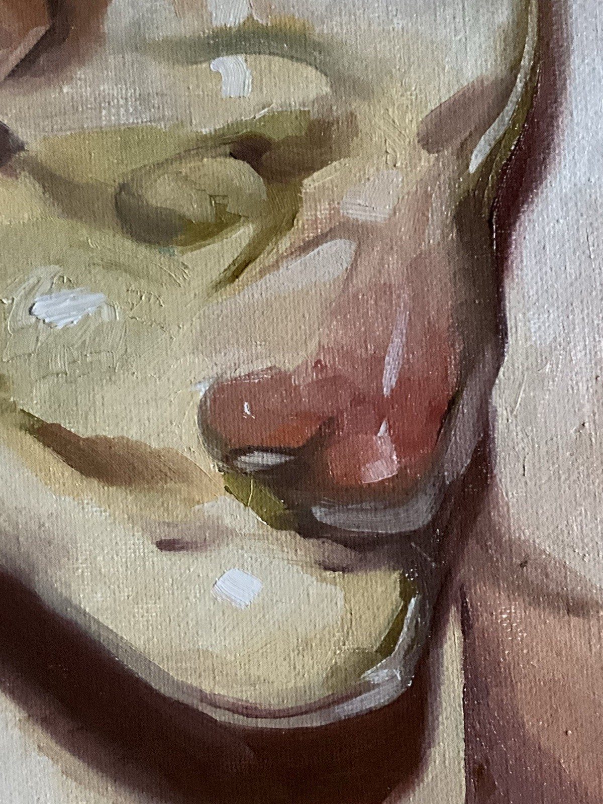 French Realism Body Gradient Study Human Man 12×16 Org Oil Painting On Canvas